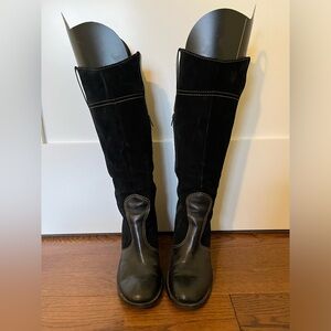 Franco Sarto Leather and Suede Heeled side zip boots size 7.5